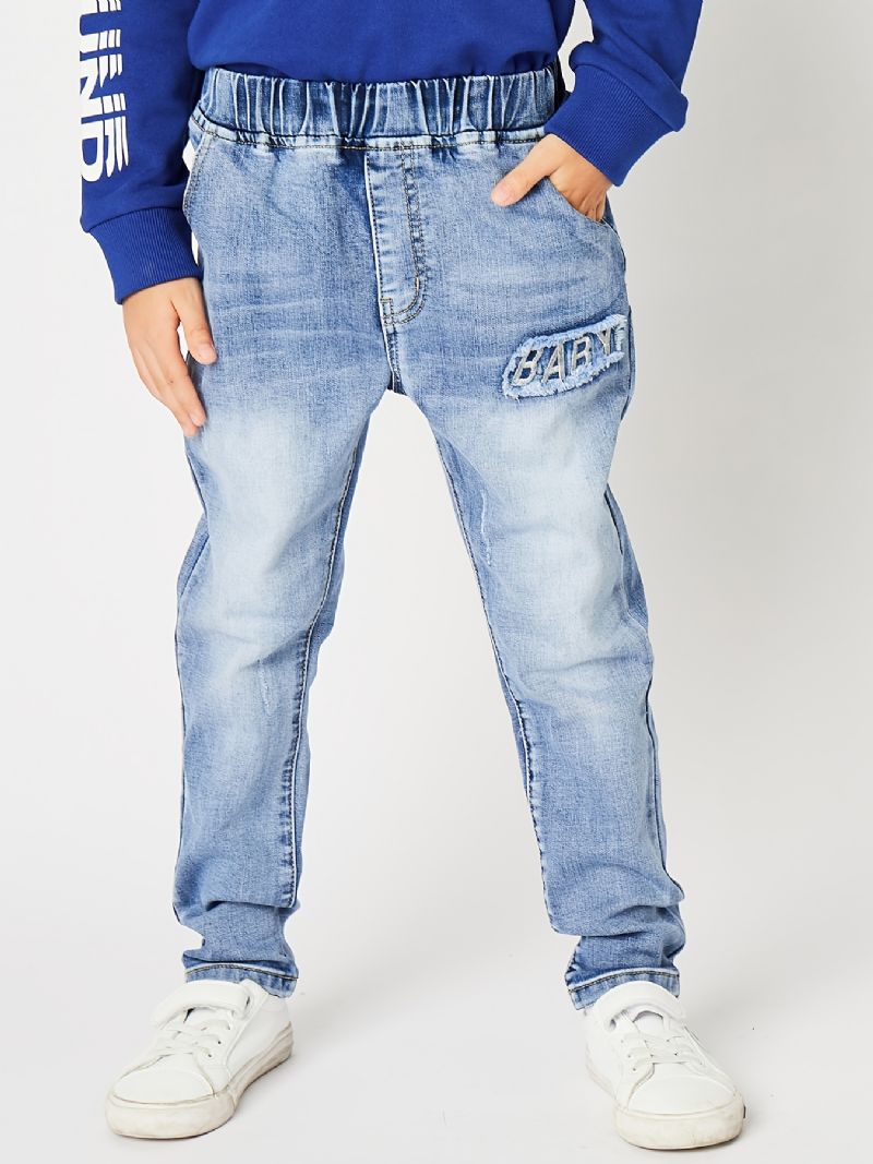 Pojkebroderade Jeansjeans Regular Fit Barnkläder