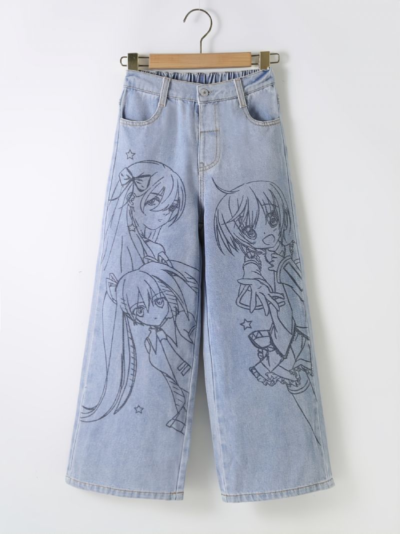 Preppy Jeans Med Raka Ben För Flickor