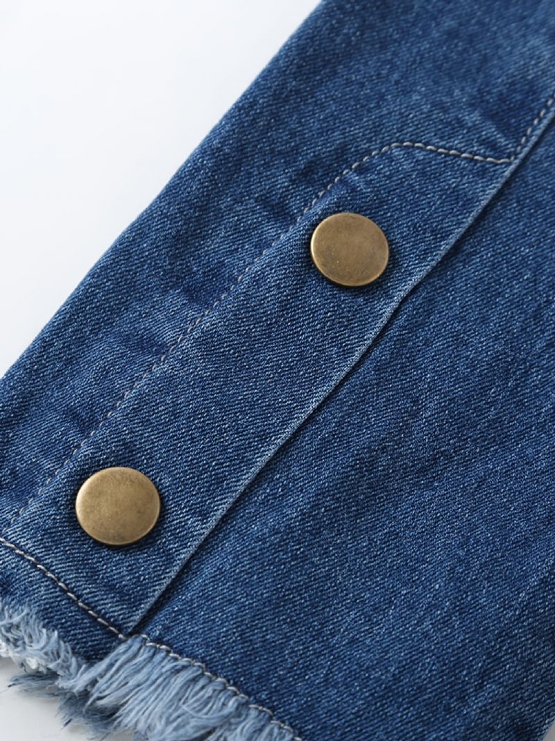 Teen Flickor Raw Hem Jeans Med Resår I Midjan För Höst Och Vinter Nytt