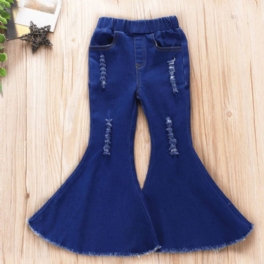 Toddler Flickor Flare Leg Pant Ripped Jeans