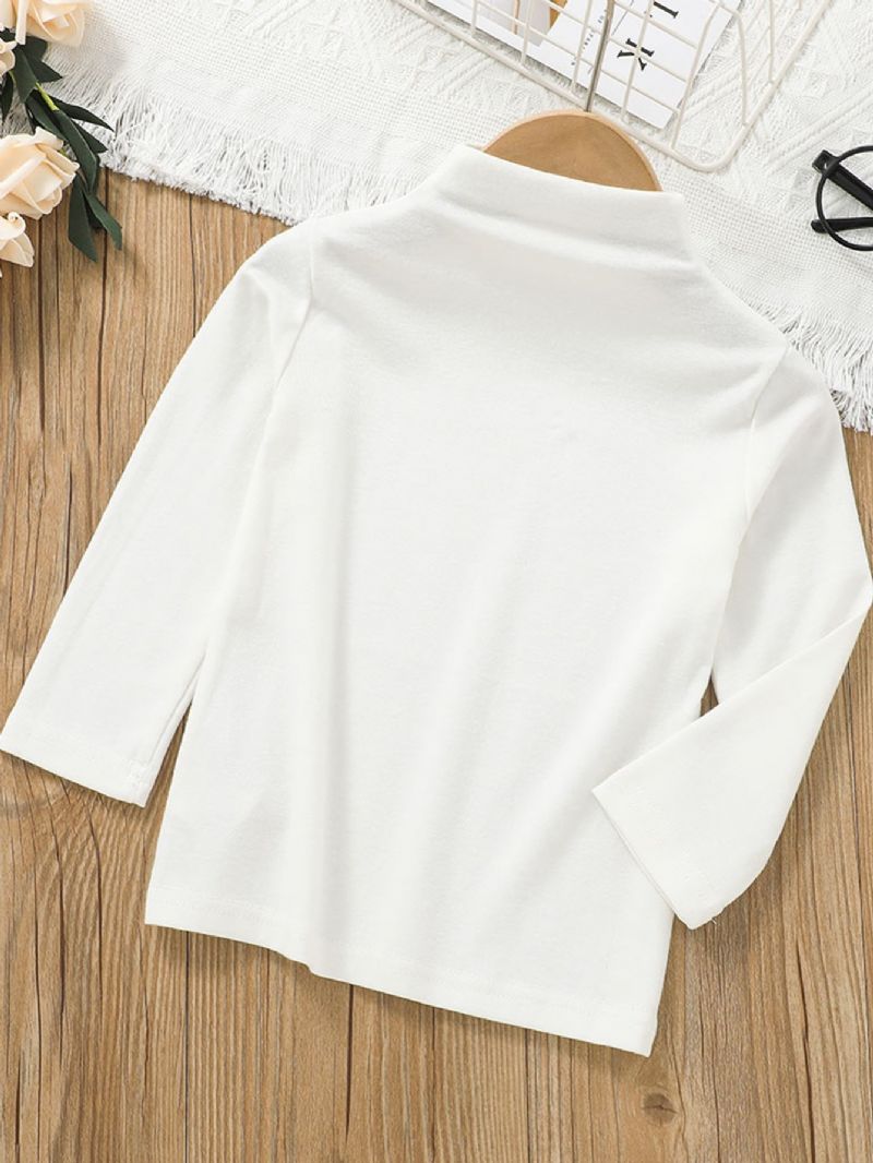 Flickor Långärmad Höghalsad Topp Barn Solid Casual Shirt
