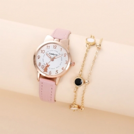 2st Flickor Animal Print Watch + Armband Set