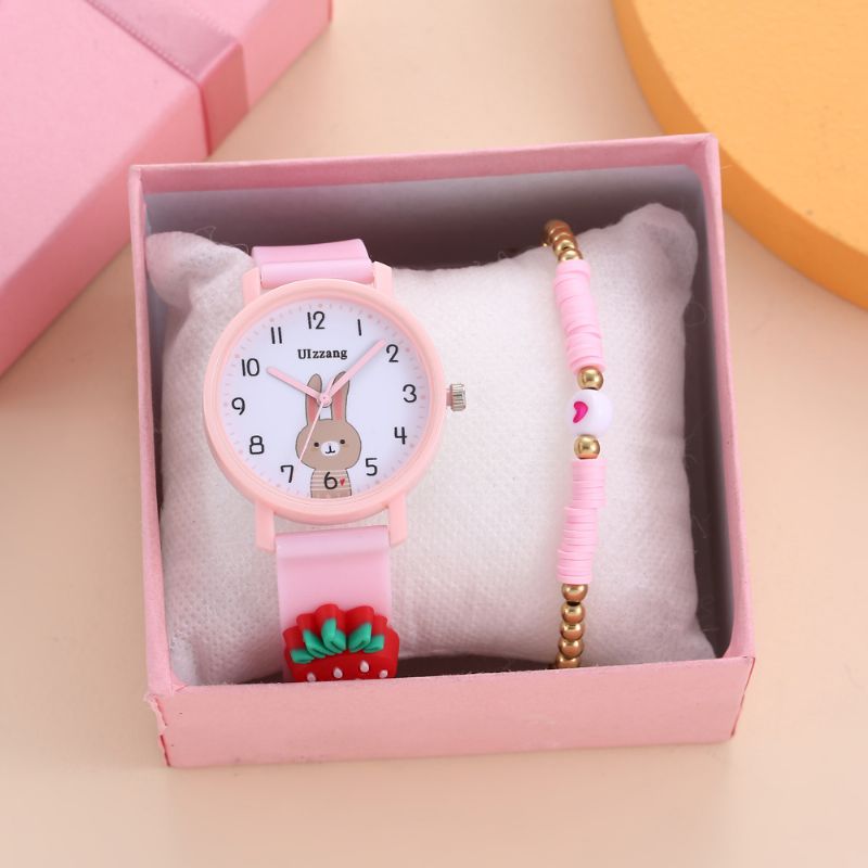 2st Flickor Söt Cartoon Quartz Watch & Armband Set