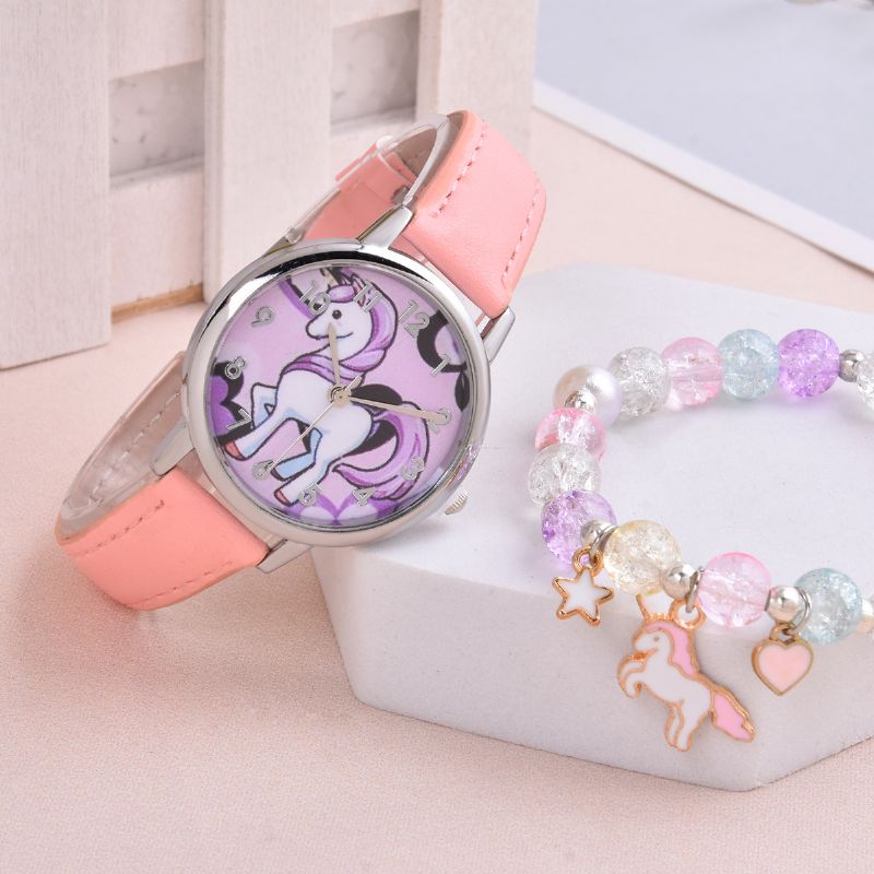 2st Flickor Unicorn Student Quartz Watch & Armband Set Barn Gift