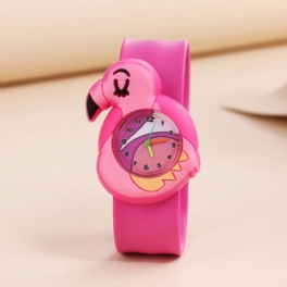 Barn Modeabla Chic Söt Rosa Flamingo Cartoon Slap Watch