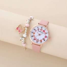 Barns Simple Chic Round Quartz Watch + Butterfly Armband