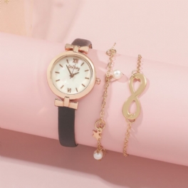 Mode Flickor Simple Quartz Watch Fancy Damklockor Smycken Sofistikerad Snygg Damklocka
