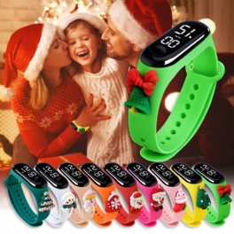 Tecknad Julklockor Barnklocka Led-skärm Flickklocka Digital Klocka Armband Material Barn Presenter