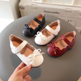 Bebis Flickor Söt Casual Slip On Mary Jane Skor Halkfria Med Bowknot För Vintern