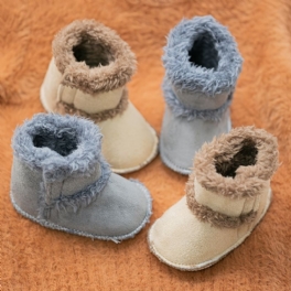 Bebis Pojkar Casual Vintage Halkfri Fleece Termostövlar Mjuk Sula Promenadskor För Vintern