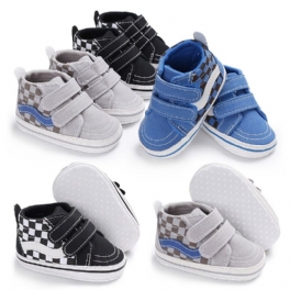 Bebis Pojkar Flickor Canvas Casual Sneakers Mjuk Sula Ankel First Walking Crib Skor