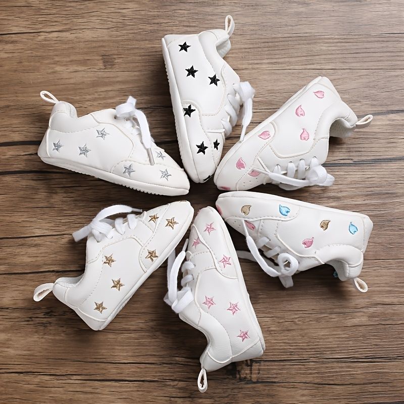 Bebis Pojkar Simple Star Broderade Sneakers Casual Mjuk Sula Andas Promenadskor Med Snörning