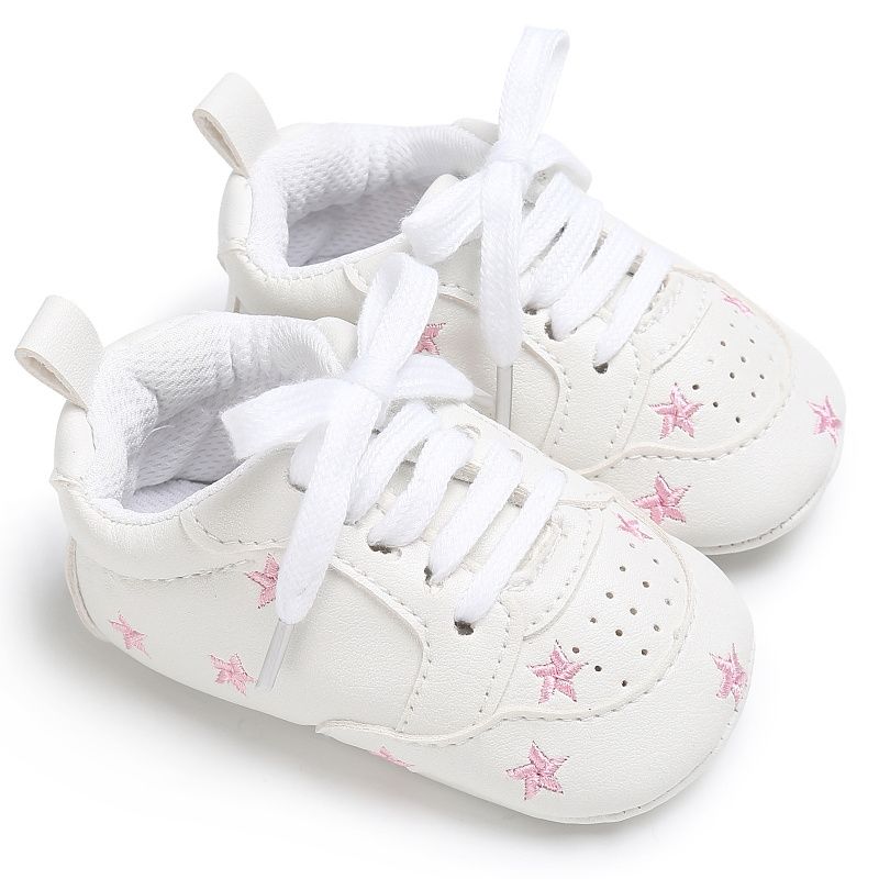 Bebis Pojkar Simple Star Broderade Sneakers Casual Mjuk Sula Andas Promenadskor Med Snörning