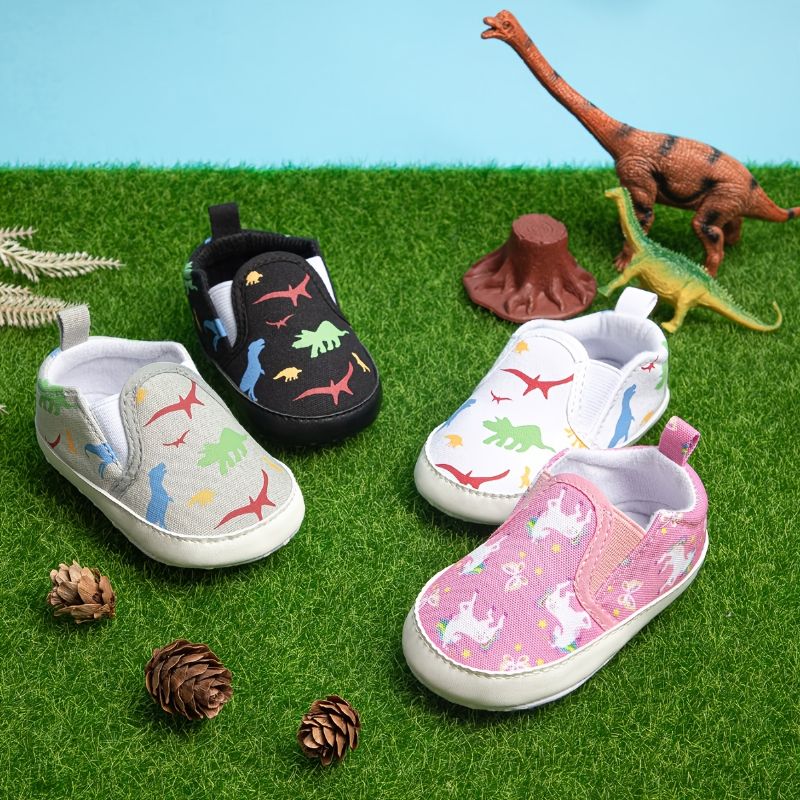 Bebis Småbarn Dinosaur Skor Slip On Andas Casual Sneakers Mjuk Sula