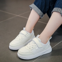 Pojkar Casual Solid White Sneakers Snörning Vattentät Low Top Skate Skor För Utomhus