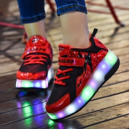 Pojkar Led-ljus Sneakers Med Mjuk Sula Lättviktsventilerande Och Halkfria Fritidsskor
