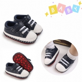Småbarn Bebis Pojkar Läder Sneakers Mjuk Gummi Halkfri Newborn First Walker Skor