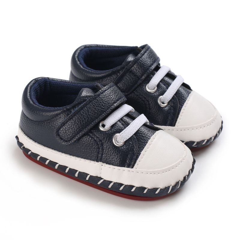 Småbarn Bebis Pojkar Läder Sneakers Mjuk Gummi Halkfri Newborn First Walker Skor