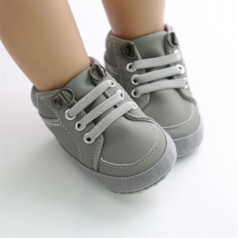 Spädbarn Bebis Pojkar Sneakers Mjuksulor Halkfria High Top First Walker Skor