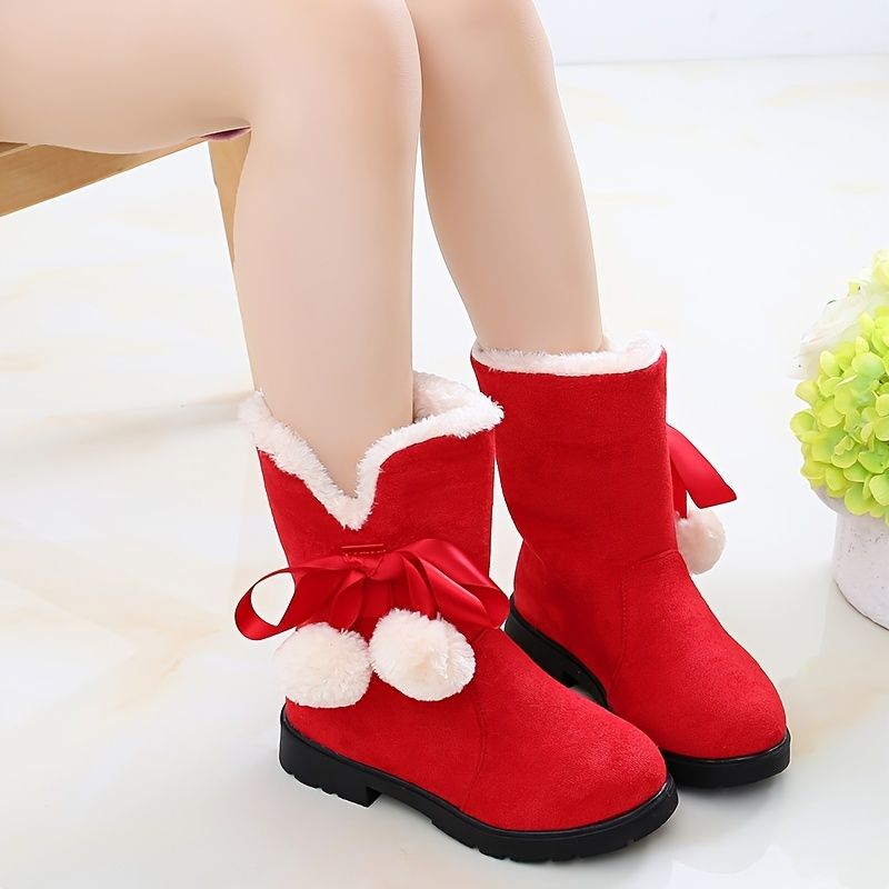 Tjejer Booties Mjuksulor Anti-slip Velvet High Top Skor För Vinterjul