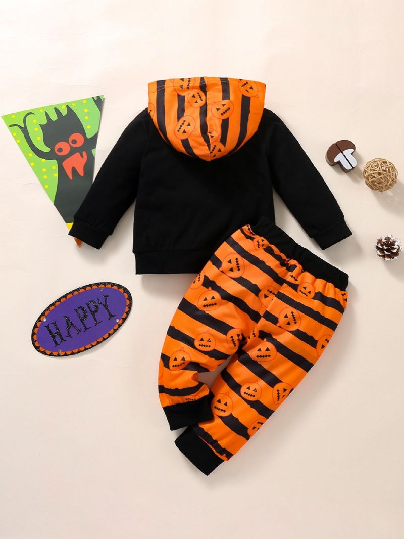 2 St Halloween Bebis Pojkar Full Print Hood Sweatshirt Set