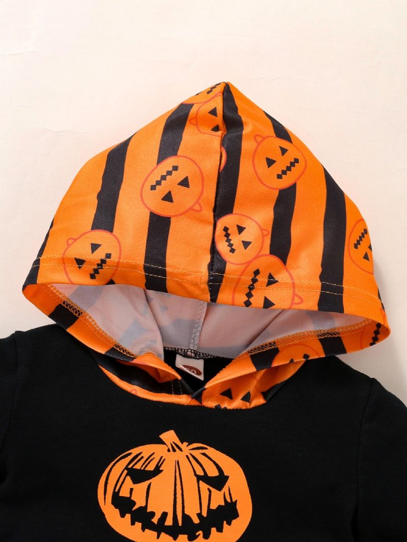 2 St Halloween Bebis Pojkar Full Print Hood Sweatshirt Set