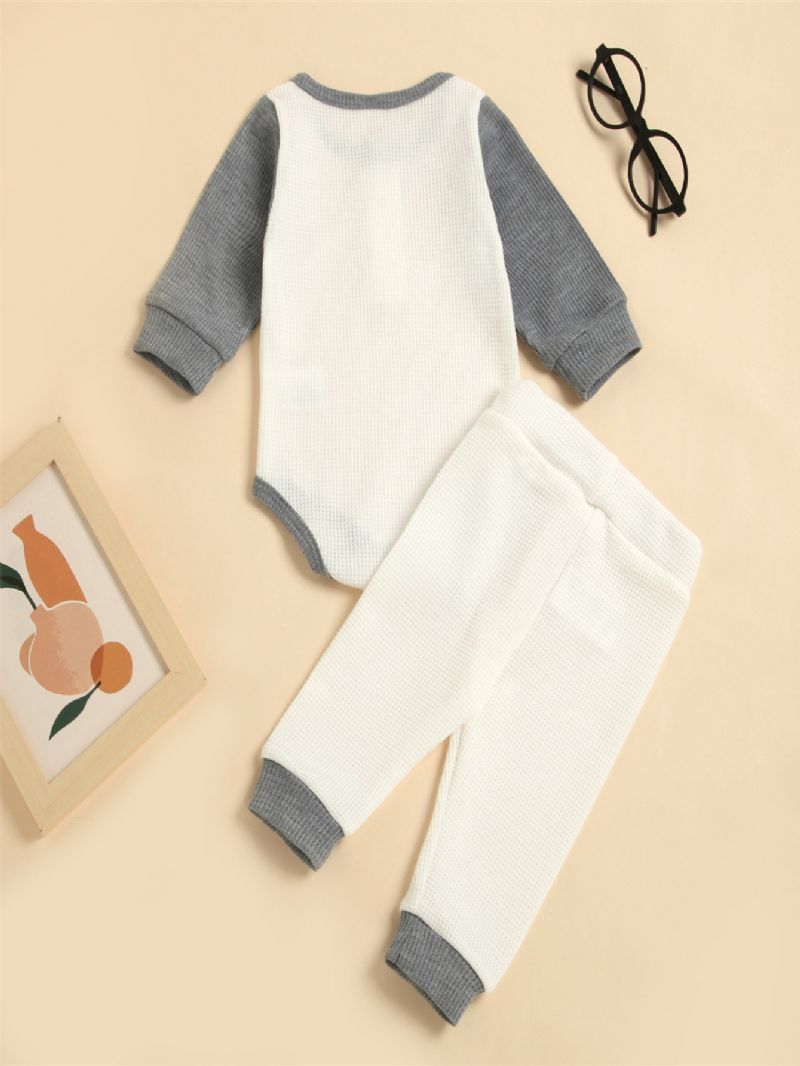 2 St Småbarnsblock Långärmad Onesie & Byxa Set