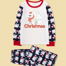 2023 Merry Christmas White Bear Pyjamas Loungewear Pojkar Set