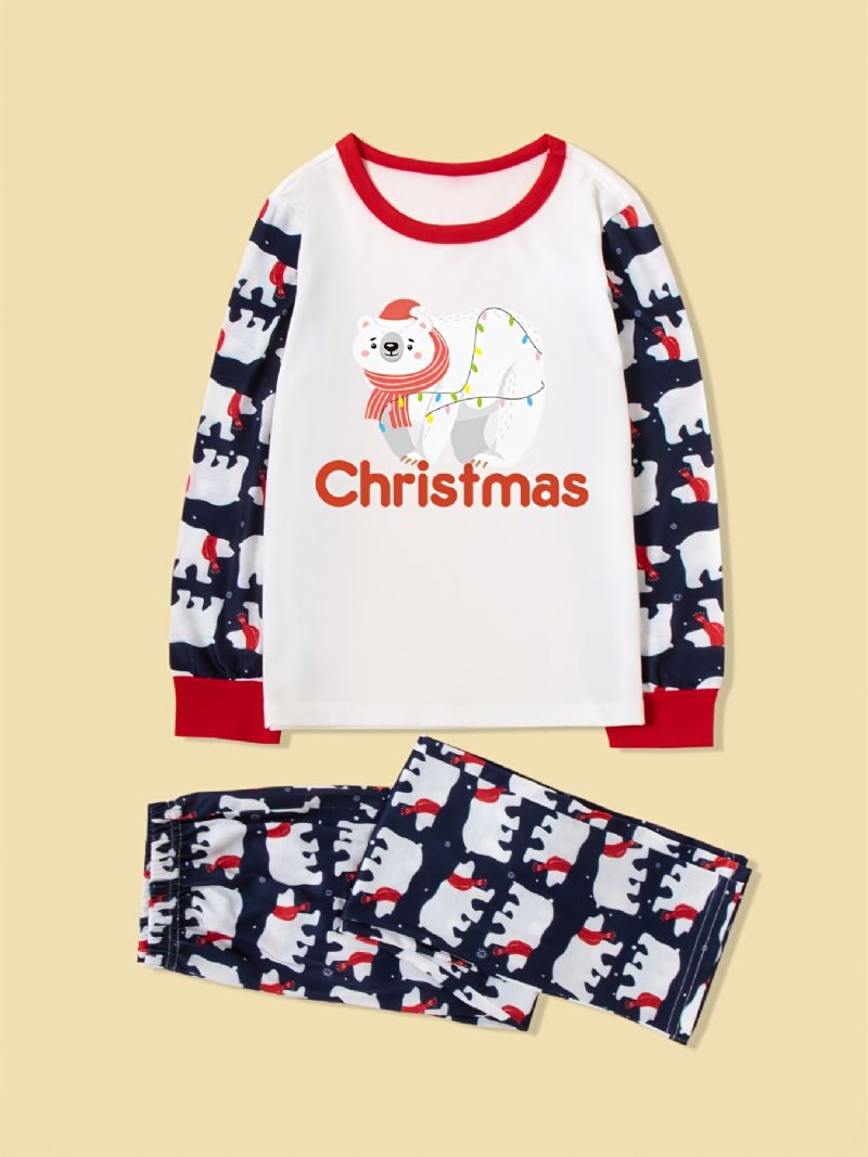 2023 Merry Christmas White Bear Pyjamas Loungewear Pojkar Set