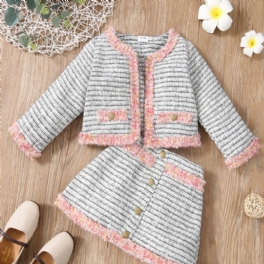 2st Bebis Flickor Matchande Faux Blazer Jacka Kjol Set