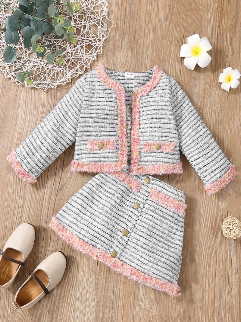 2st Bebis Flickor Matchande Faux Blazer Jacka Kjol Set