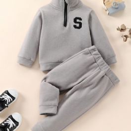 2st Bebis Långärmad Dragkedja Sweatshirt & Träningsbyxor Set För Pojkar Flickor