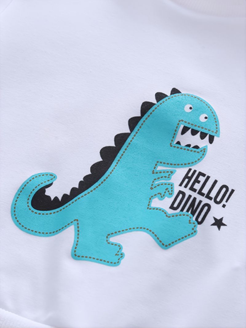 2st Bebis Little Dinosaur Print Pullover Rund Neck Långärmad Sweatshirt & Byxa Set För Flickor Pojkar
