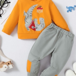 2st Bebis Pojkar Dinosaur Print Cartoon Casual Set