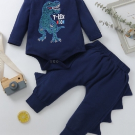 2st Bebis Pojkar Dinosaur Print Mönster Tredimensionell Form Byxor Suit