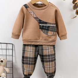 2st Bebis Pojkar Pullover Print Långärmad Rundhals Sweatshirt & Byxor Set