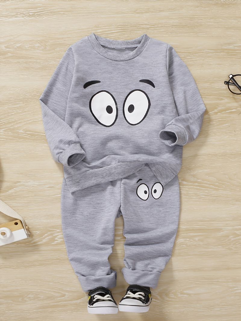 2st Bebis Pojkar Tecknad Tröja Rundhalsad Långärmad Sweatshirt & Byxuppsättning Barnkläder