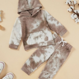 2st Bebis Pojkar Tie Dye Pocket Hoodie Långärmad Sweatshirt Topp & Byxa Set Barnkläder