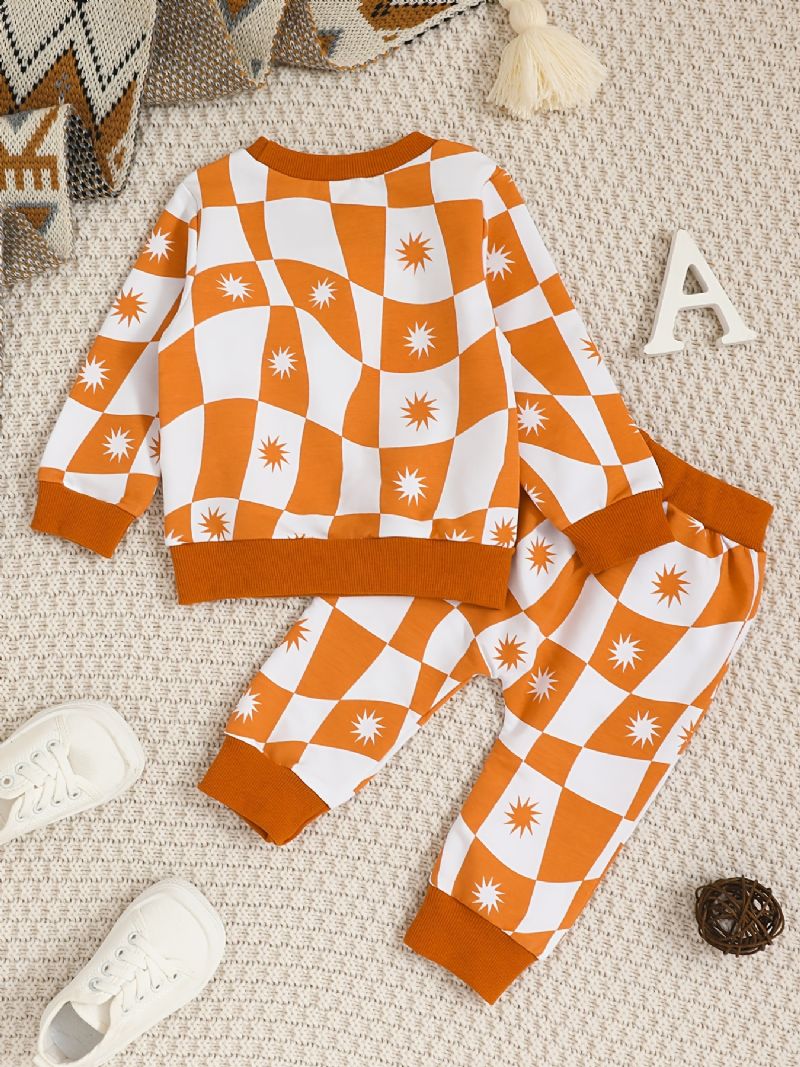 2st Bebis Pullover Rund Hals Långärmad Sweatshirt & Byxa Set För Flickor Pojkar Småbarnskläder
