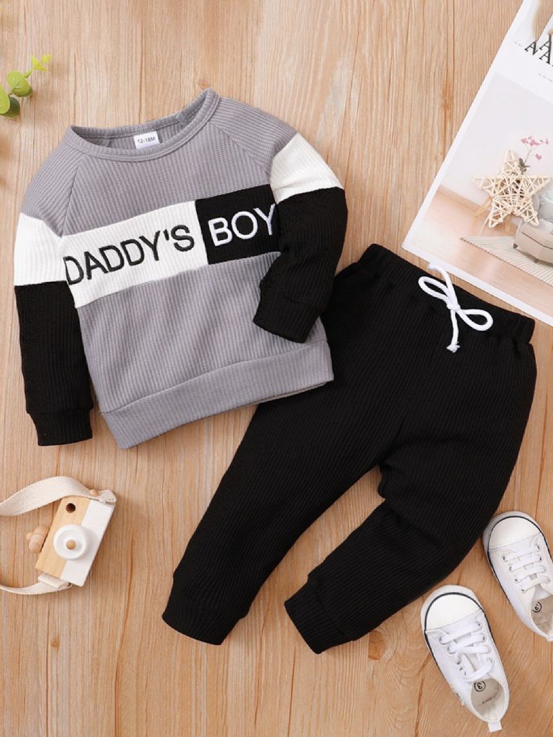 2st Daddy's Pojkar Colorblock Paneled Långärmad Sweatshirt Set
