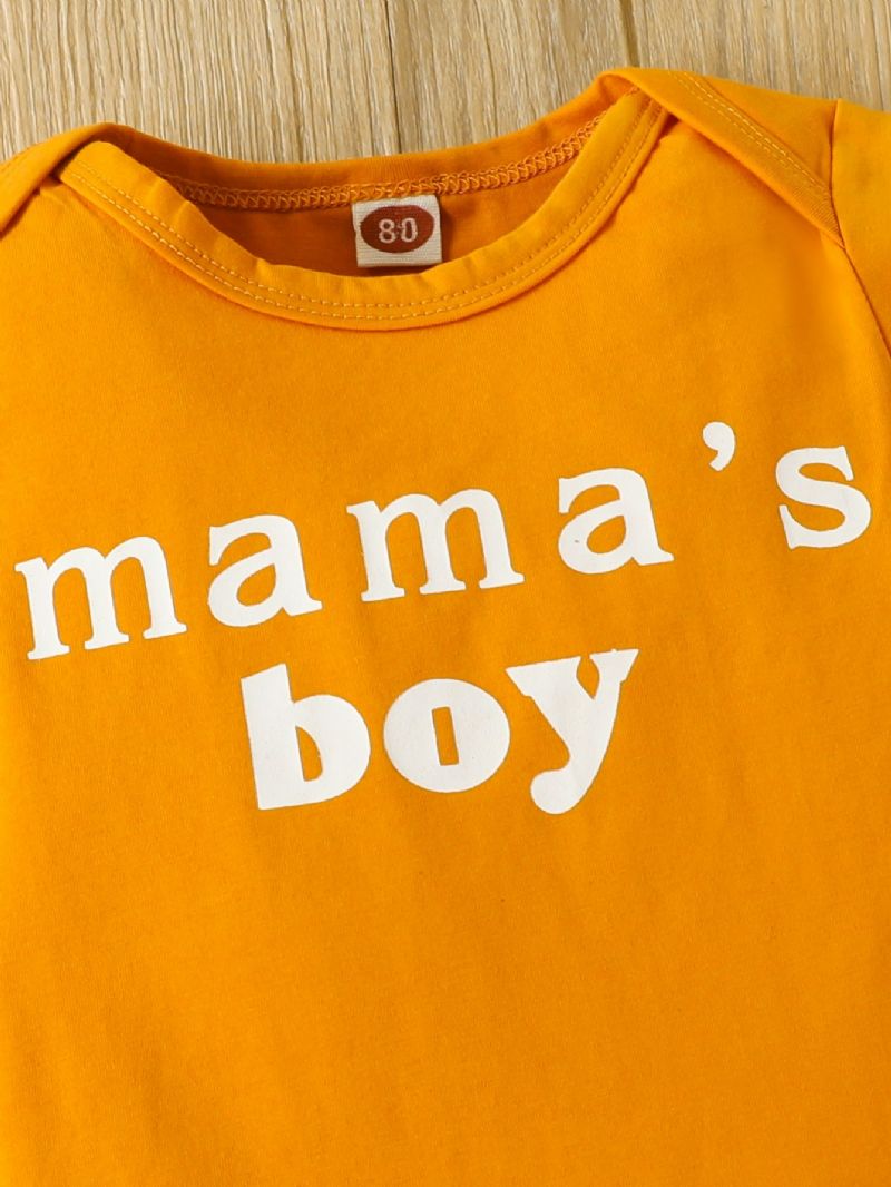 2st Mama's Pojkar Letter Print Kortärmad T-shirt Ruffle Shorts Bebis Set