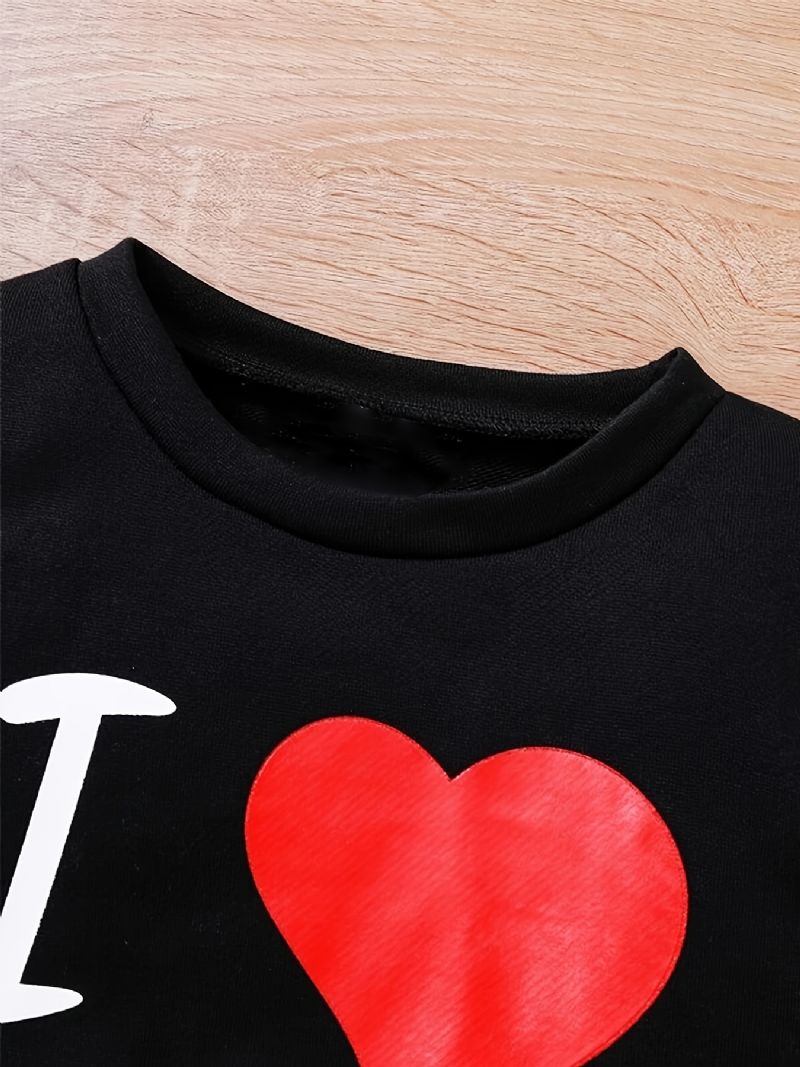 2st Pojkar Causal Active Set Med I Love Papa Print Pullover Sweatshirt & Sweatpants För Vinter