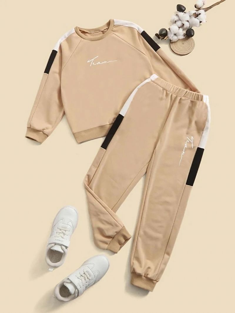 2st Pojkar Höst Långärmad Set Barn Colorblock Mode Sport Casual Set