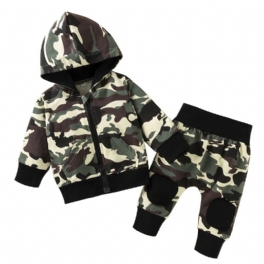 2st Pojkar Hooded Camo Zipper Bebis Set