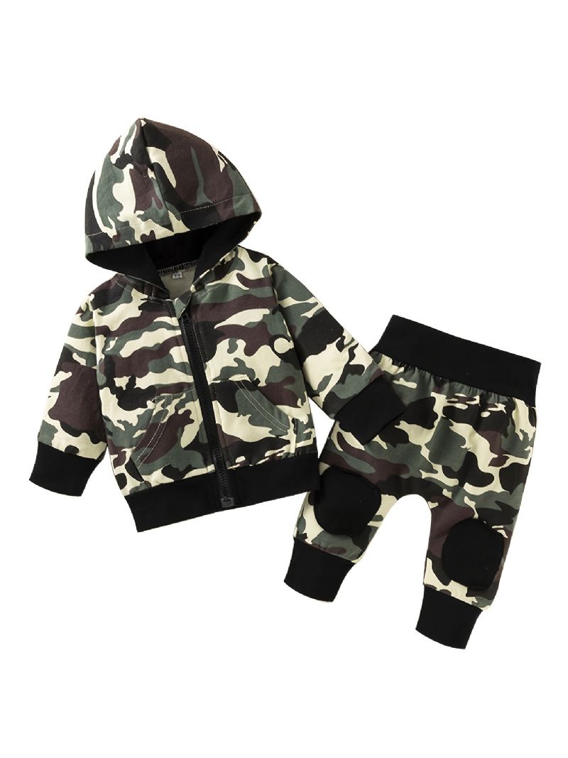 2st Pojkar Hooded Camo Zipper Bebis Set