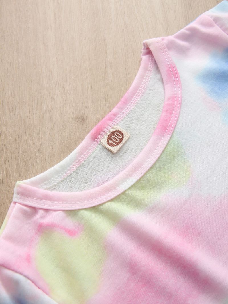 2st Småbarn Flickor Casual Rosa Tie Dye Print Långärmade Byxor
