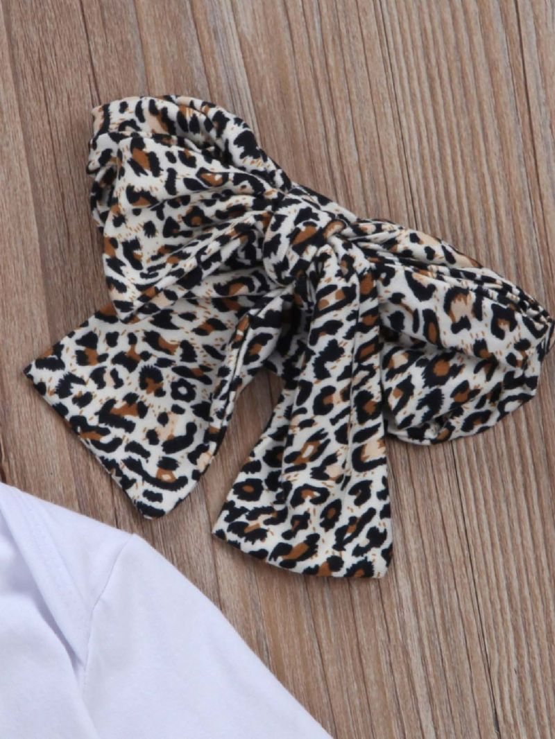 3st Flickor Leopard Print Heart Romper & Byxor Med Pannband