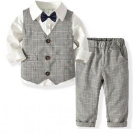 4st Bebis Toddler Pojkar Gentleman Bowtie Outfits Långärmad Kostym