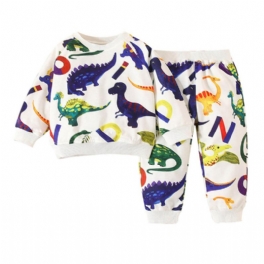 Barn Pojkar Söta Tecknade Dinosaurier Tröja Sweatshirt & Jogger Sweatpants Set