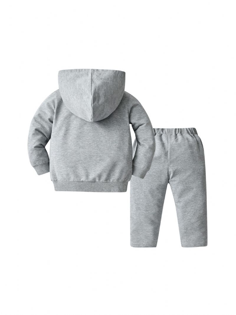 Barns Casual Sport Brevtryck Långärmad Hood Sweatshirt Byxuppsättning Höst Vinter